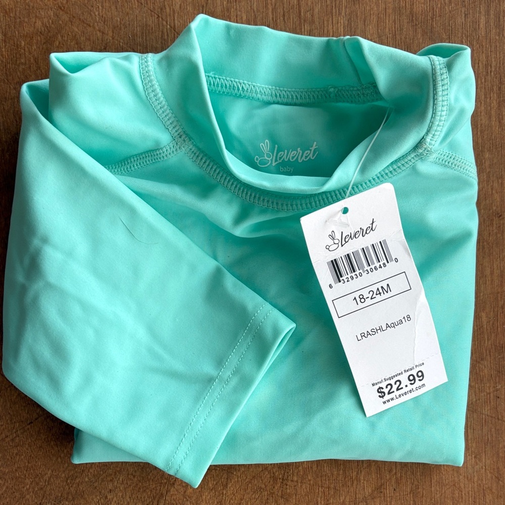 6/$20 Leveret Baby Aqua Rash Guard UPF 50+ 18-24M NWT